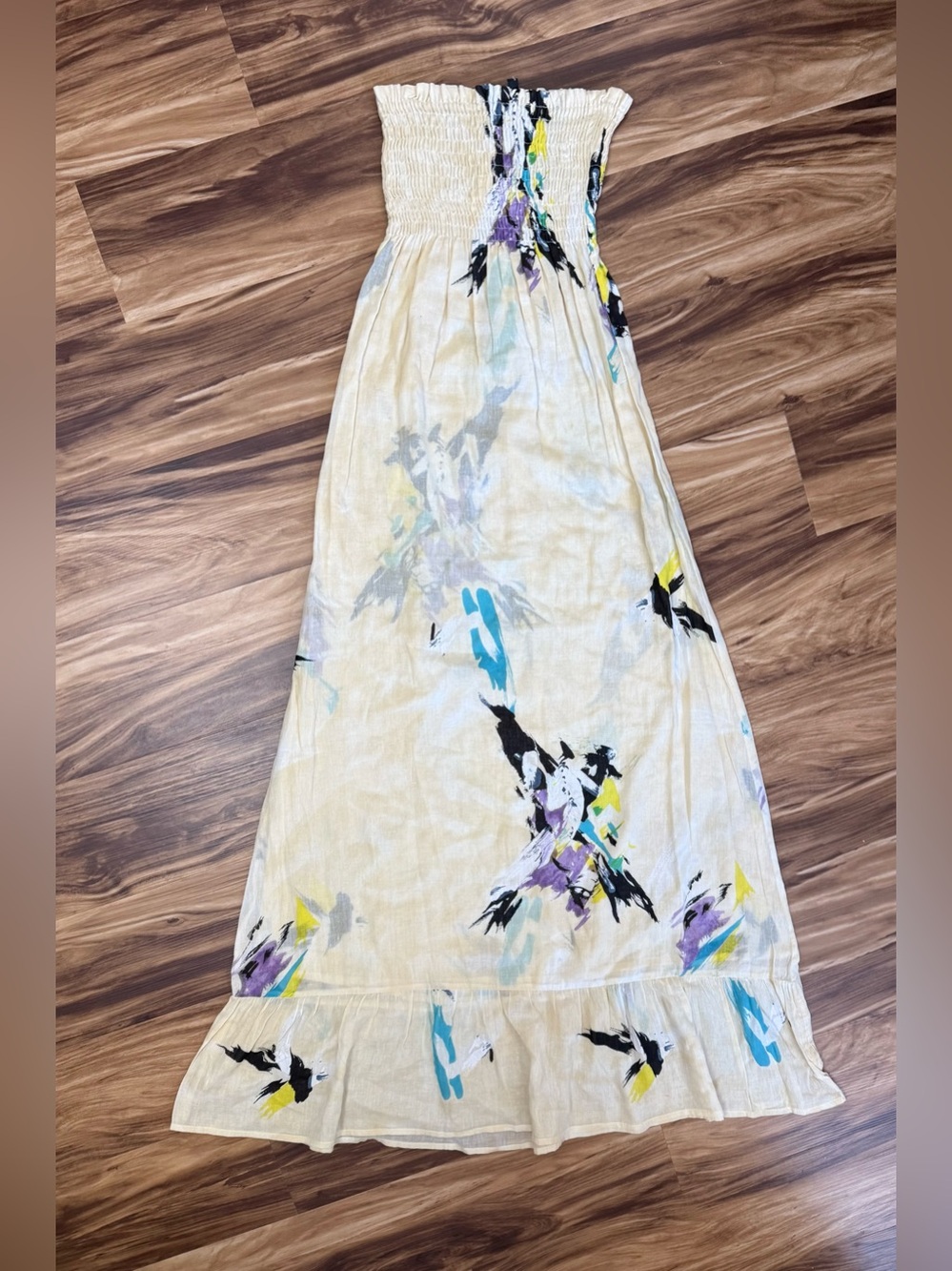 Sunlit Strapless Floral Maxi Dress in Soft Yellow - Picture 2 of 5